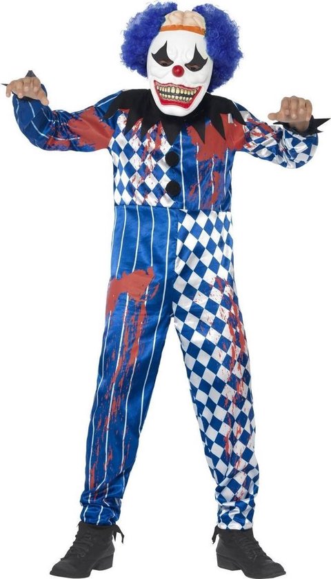 "Griezelig Halloween harlekijn clown kostuum voor kinderen - Kinderkostuums - 122/134"