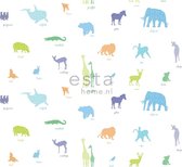ESTAhome stof dieren multicolor - 187302 - 140 cm