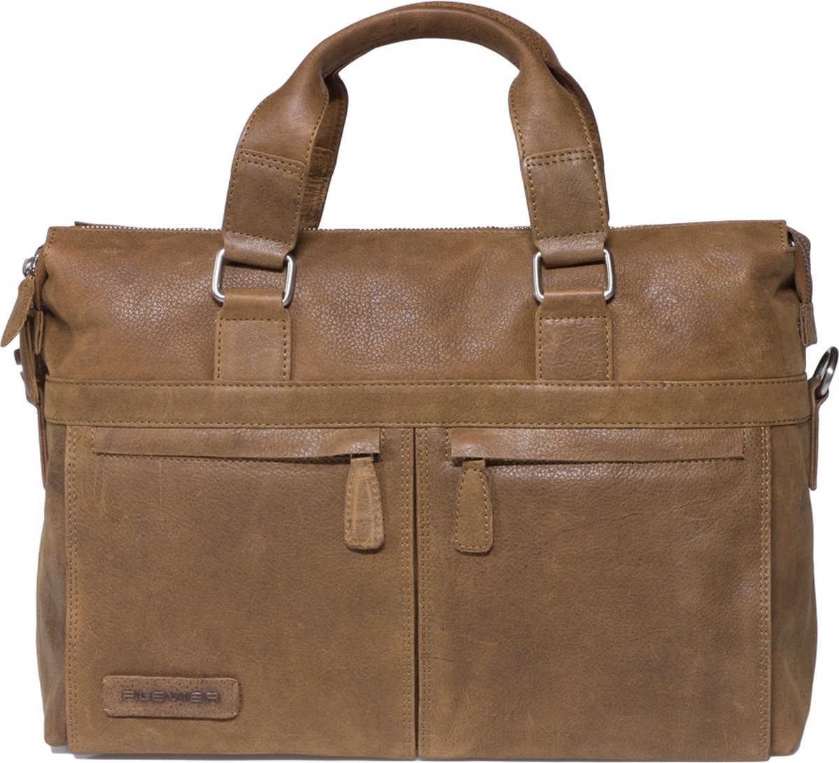 Plevier Shoreditch laptoptas 15.6 inch cognac.