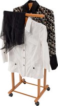 Houten dressboy dubbel op wendbare wielen