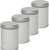4x Boîte de rangement ronde argentée / Boîte de rangement 13 cm - Dosettes / tasses à café argentées Boîte de rangement - Boîtes de rangement