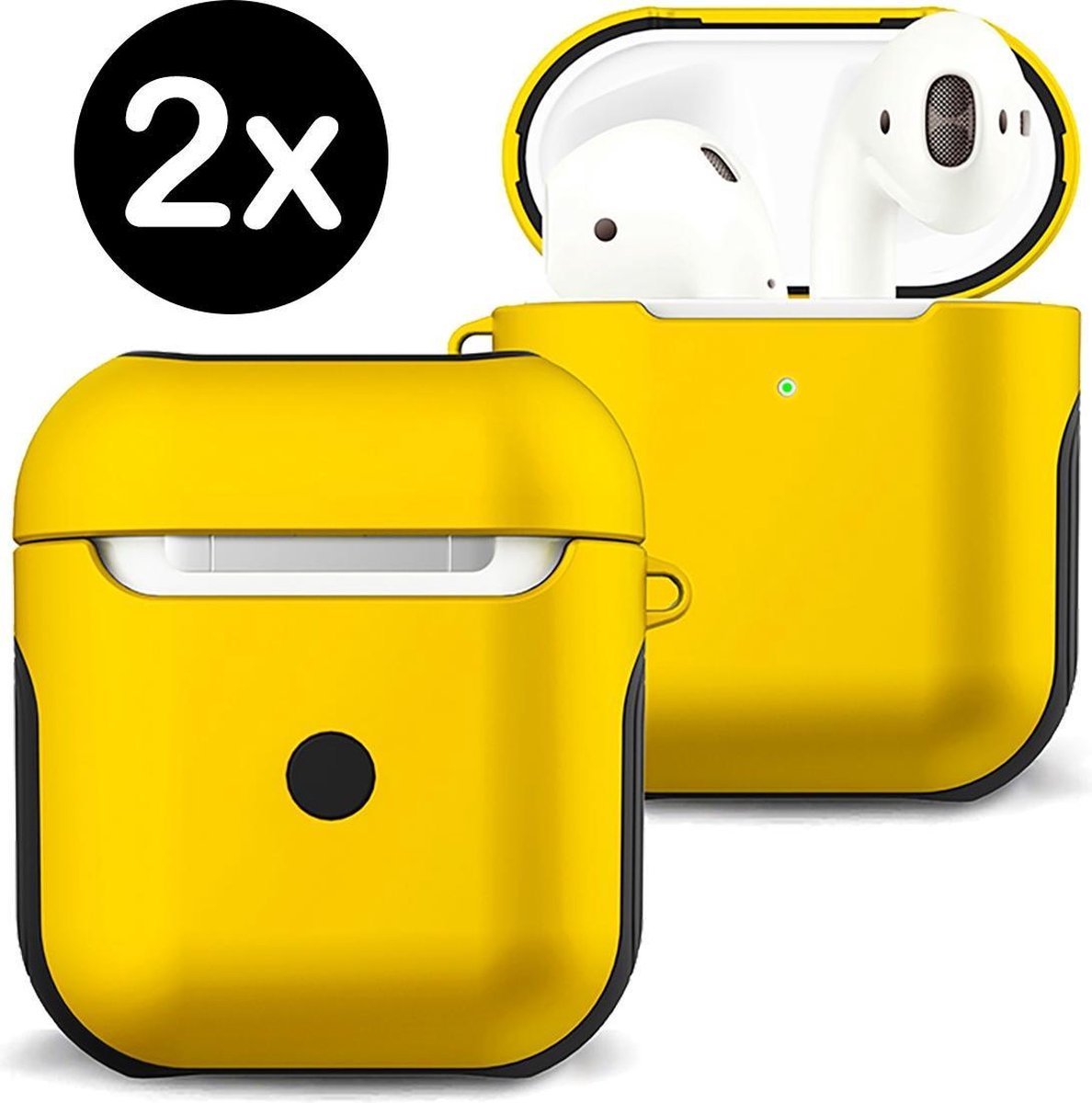 Case Geschikt voor AirPods 1 Hoesje Hoes Hard Cover - Hoesje Geschikt voor Apple Airpods 1 Case - Geel - 2 PACK