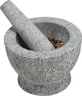 Granieten Vijzel met Stamper - Ø18 cm - Fijnstampen en vermalen van Kruiden of maken van Dressings - Graniet - 18 x 18 x 12 Cm