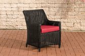 Clp Sandnes - Fauteuil - 5mm Poly-rotan - kleur van rotan: zwart, overtrek: robijnrood Rood