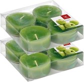 8x Maxi geurtheelichtjes appel/groen 8 branduren - Geurkaarsen appelgeur - Grote waxinelichtjes