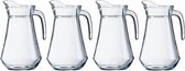 4x Schenkkan 1,6 liter 24 cm - Sapkannen/waterkannen/schenkkannen/limonadekannen van glas 4 stuks