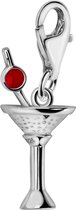 Quiges – 925 - Zilver – Charm - Bedel - Hanger - 3D Cocktail Martini - met – sterling - zilver - karabijnslot - geschikt - voor - Zinzi, Thomas – Sabo - Ti Sento - Bedelarmband HC282