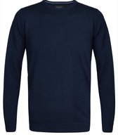 Profuomo Originale slim fit trui wol - heren pullover O-hals - navy blauw -  Maat: XL