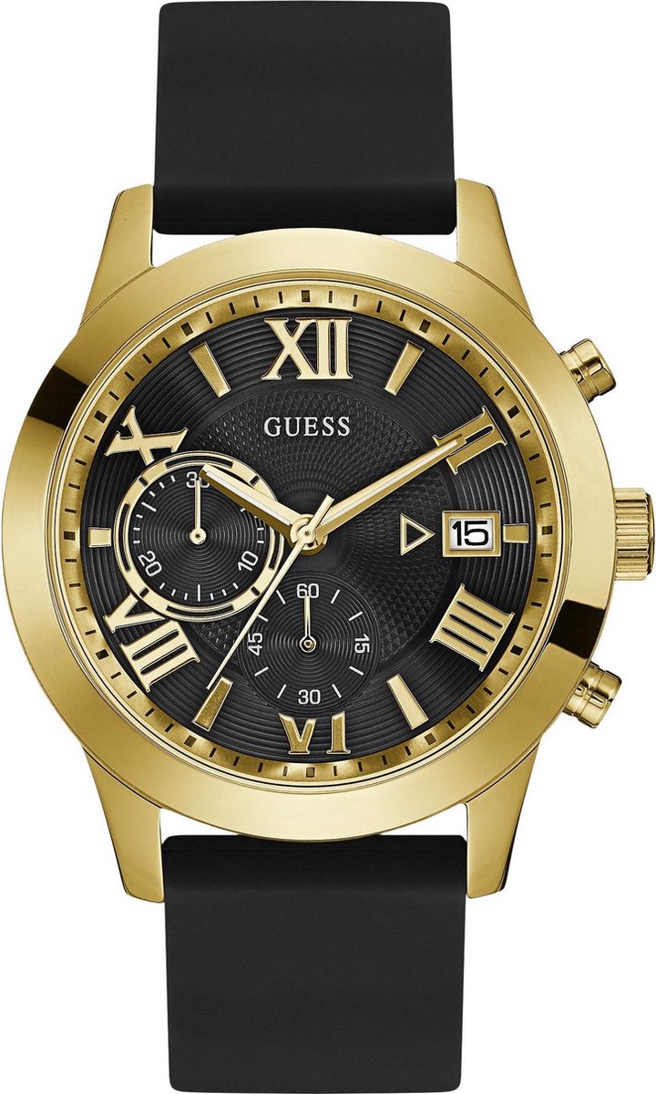 Guess Atlas W1055G4 Horloge - Rubber - Zwart - Ø 45 mm