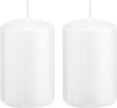 2x Witte cilinderkaarsen/stompkaarsen 5 x 8 cm 18 branduren - Geurloze kaarsen - Woondecoraties