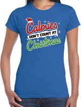 Fout kerstshirt / t-shirt - Calories dont count at Christmas - blauw voor dames - kerstkleding / christmas outfit 2XL