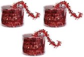 3x Dunne kerstslingers rood 3,5 x 700 cm - Guirlandes folie lametta - Rode kerstboom versieringen