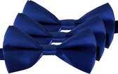 3x Blauwe verkleed vlinderstrikjes 12 cm voor dames/heren - Blauw thema verkleedaccessoires/feestartikelen - Vlinderstrikken/vlinderdassen met elastieken sluiting