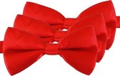 3x Rode verkleed vlinderstrikjes 12 cm voor dames/heren - Rood thema verkleedaccessoires/feestartikelen - Vlinderstrikken/vlinderdassen met elastieken sluiting