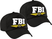 2x stuks fBI politie agent verkleed pet zwart voor kinderen - federale politiedienst baseball cap - carnaval hoeden