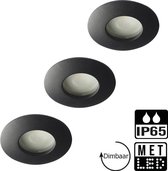 Lybardo inbouwspot Badkamer IP65 Zand Zwart + Philips CorePro LED GU10 5W 2700K Warm Wit Dimbaar Set van 3