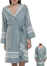 Hamam Badjas Sun Almond Green - XL - korte sauna badjas met capuchon - ochtendjas - duster - dunne badjas - unisex - twinning