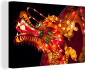 Canvas Schilderij Een lichtgevende kop van een Chinese draak - 60x40 cm - Wanddecoratie