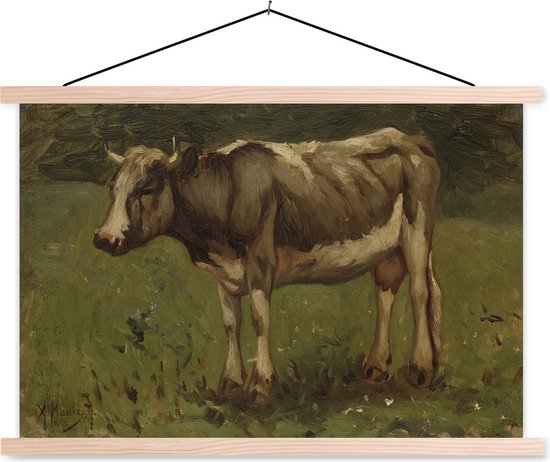 Posterhanger incl. Poster - Schoolplaat - Koe - Schilderij van Anton Mauve - 150x100 cm - Blanke latten