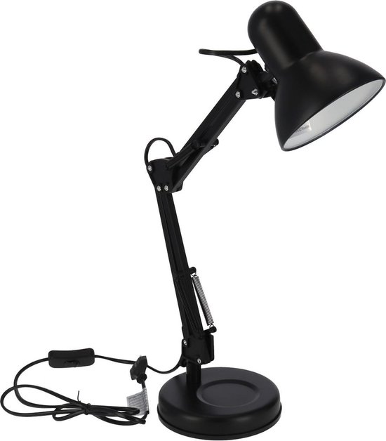 storm ~ kant stijl Verstelbare Bureaulamp – Tafellamp – Lamp op voet – Verstelbaar – Zwart –  Metaal –... | bol.com