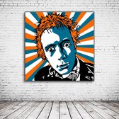 Pop Art Johnny Rotten Canvas - 80 x 80 cm - Canvasprint - Op dennenhouten kader - Geprint Schilderij - Popart Wanddecoratie