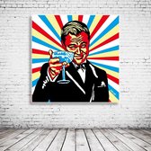 Pop Art Wolf Of Wallstreet Acrylglas - 100 x 100 cm op Acrylaat glas + Inox Spacers / RVS afstandhouders - Popart Wanddecoratie