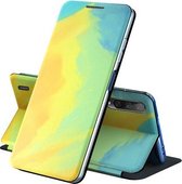 Voor Xiaomi Mi CC9e / A3 Spanning Aquarel Patroon Huid Voel Magnetische Horizontale Flip PU Lederen Case met Houder (Geel)