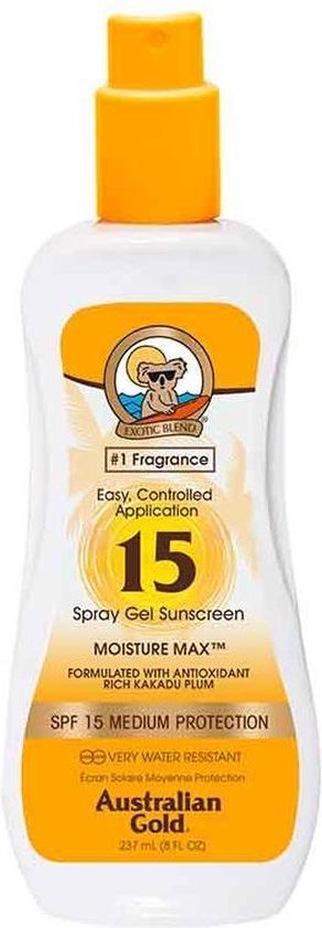 Australian Gold SPF 15 Spray Gel zonder Bronzer - 237 ml - zonnebrandcrème