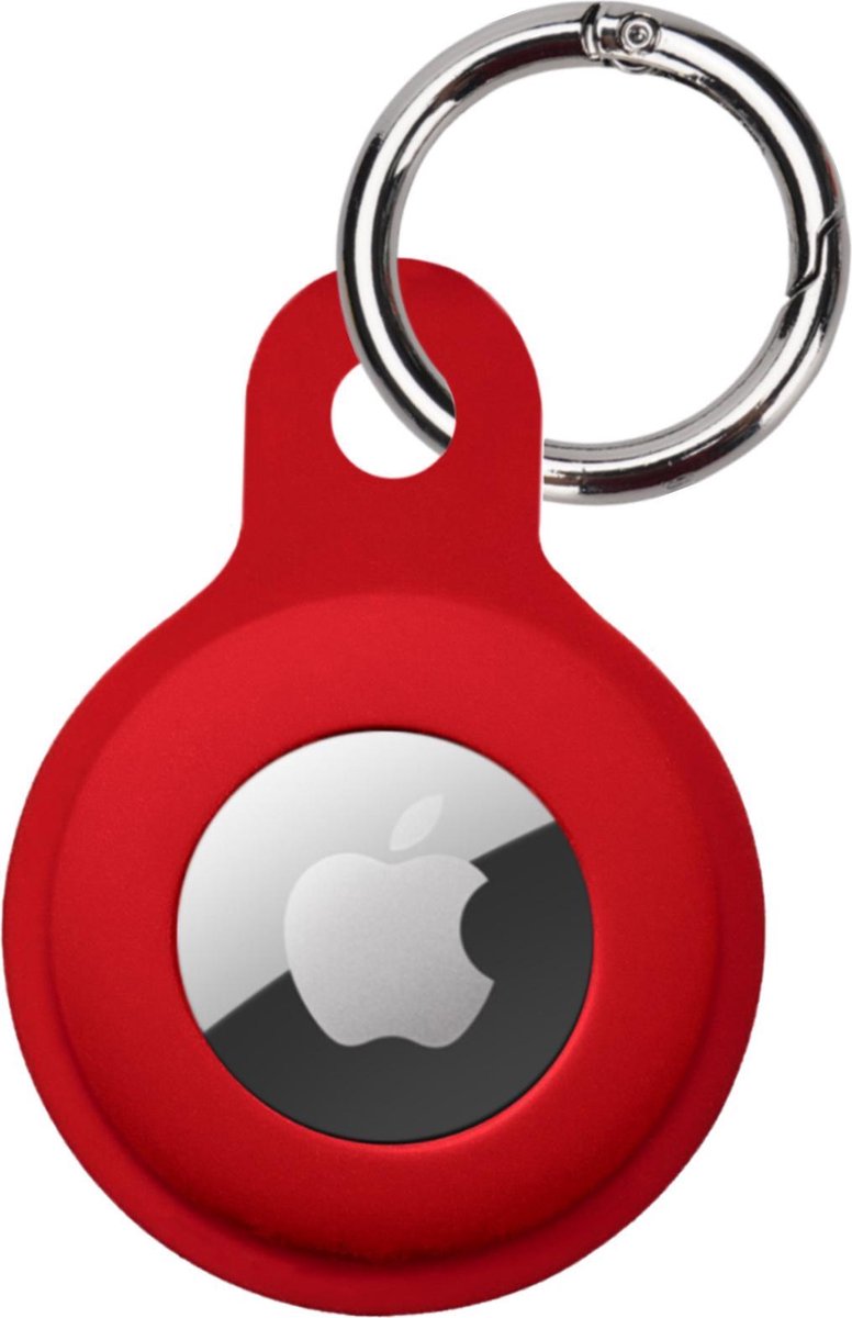 Hoesje Geschikt voor Apple AirTag Sleutelhanger Hoesje Siliconen Hanger - Hoesje Geschikt voor Apple AirTag Hanger Sleutelhanger Hoesje - Donkerrood