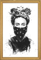 JUNIQE - Poster met houten lijst Rebel Girl -30x45 /Wit & Zwart