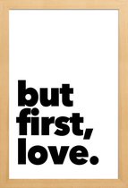 JUNIQE - Poster met houten lijst first love -13x18 /Zwart