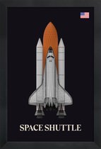 JUNIQE - Poster in houten lijst NASA space shuttle raket -40x60 /Grijs