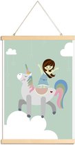 JUNIQE - Posterhanger Unicorn -20x30 /Groen & Wit