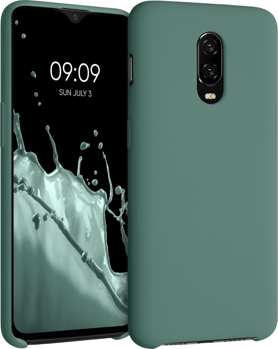 kwmobile telefoonhoesje geschikt voor OnePlus 6T - Hoesje met siliconen coating - Smartphone case in dennengroen