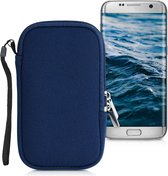kwmobile Tasje voor smartphones L - 6,5" - Insteekhoesje van neopreen in donkerblauw - Maat: 16,5 x 8,9 cm