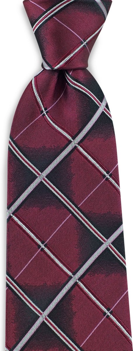 We Love Ties - Stropdassen - Damesstropdas Blurred Lines - wijnrood / zwart / wit