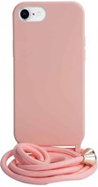 Fonu Siliconen Backcase hoesje met koord iPhone SE 2020 - 8 - 7 - Pink Sand