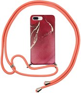 FONU Marmer Backcase Hoesje Met Koord iPhone 8 Plus / 7 Plus - Rood