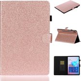 Voor Galaxy Tab S6 T860 Varnish Glitterpoeder Horizontaal Flip Leather Case met houder & kaartsleuf (Rose Gold)