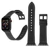 Effen kleur TPU + roestvrijstalen horlogebandje voor Apple Watch Series 5 & 4 40mm / 3 & 2 & 1 38mm (zwart)