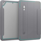 Voor iPad Air 2 / Air / 9.7 (2018 & 2017) Acryl + TPU Horizontale Flip Smart Leather Case met Drie-vouwbare houder & Pen Slot & Wake-up / Slaapfunctie (Lichtblauw + Grijs)