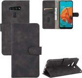 Voor LG K51 / Q51 Effen Kleur Huidgevoel Magnetische Gesp Horizontale Flip Kalftextuur PU Lederen Case met Houder & Kaartsleuven & Portemonnee (Zwart)