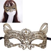 Halloween Masquerade Party Dance Sexy Lady Bronzing Lace Cat King Mask (goud)