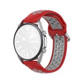 Voor Galaxy Watch 3 45 mm siliconen sport tweekleurige band, maat: 22 mm (roodgrijs)