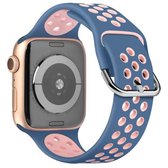 Tweekleurige siliconen horlogeband voor Apple Watch Series 6 & SE & 5 & 4 44 mm / 3 & 2 & 1 42 mm (blauw roze)