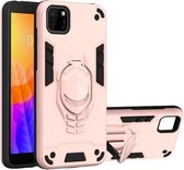 Voor Huawei Y5p (2020) 2 in 1 Armor Knight Series PC + TPU beschermhoes met onzichtbare houder (roségoud)