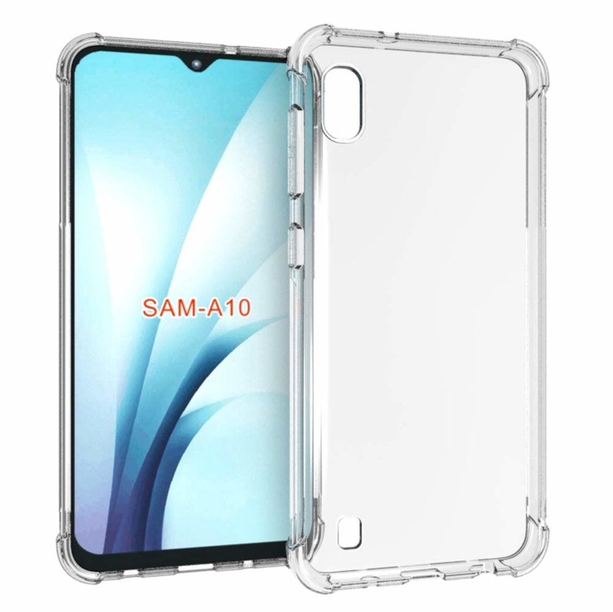 Samsung Galaxy A10 Anti Shock Hoesje Transparant + Glazen screenprotector - van Bixb