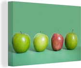 Rangée de différentes pommes sur toile 2cm 180x120 cm - Tirage photo sur toile (Décoration murale salon / chambre) XXL / Groot format!