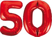 Rode cijfer ballonnen 50.