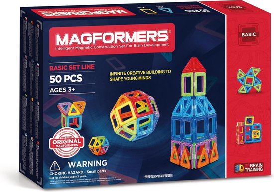 Magformers Basic Set- bouwset 50 stuks- magnetisch speelgoed- speelgoed 3,4,5,6,7 jaar jongens en meisjes– Montessori speelgoed- educatief speelgoed- constructie speelgoed